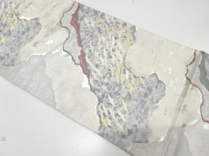 道長取りに群鶴模様織り出し　袋帯